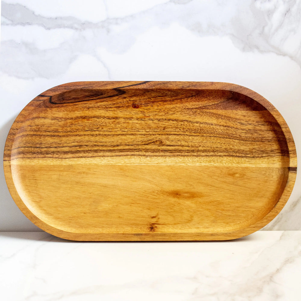 Acacia Wood Elliptical Tray - EarthBased