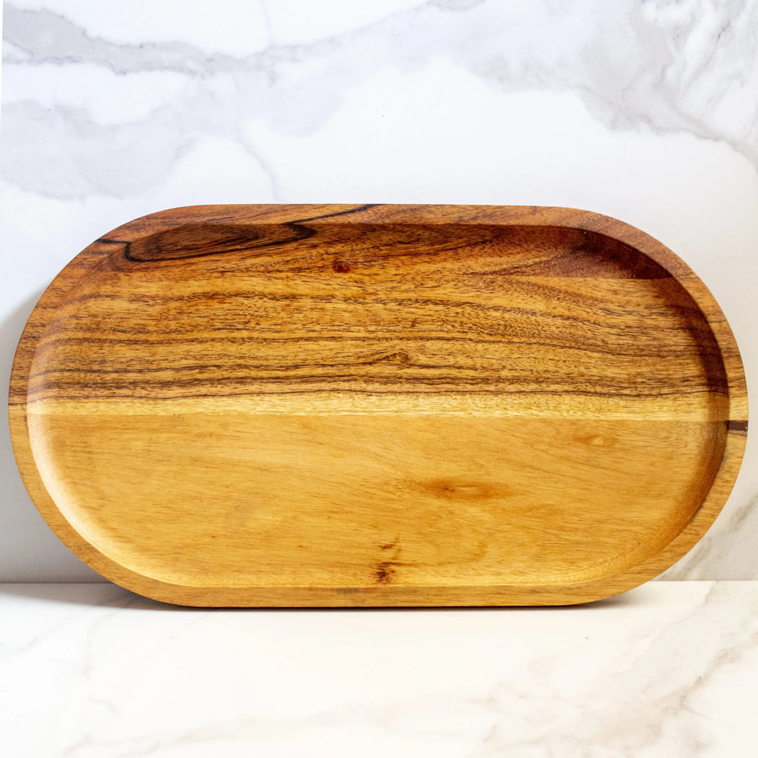 Acacia Wood Elliptical Tray - EarthBased