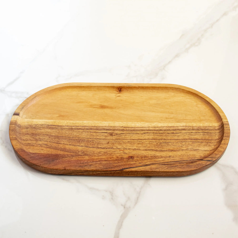 Acacia Wood Elliptical Tray - EarthBased