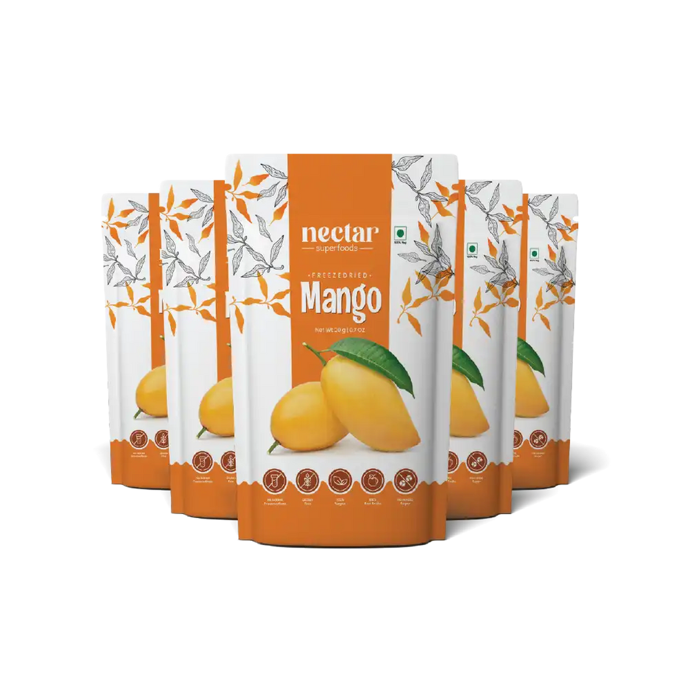 NECTAR SUPER FOODS- FREEZE DRIED MANGO SLICES- PACK OF 2 UNITS 20 GM EACH - EarthBased