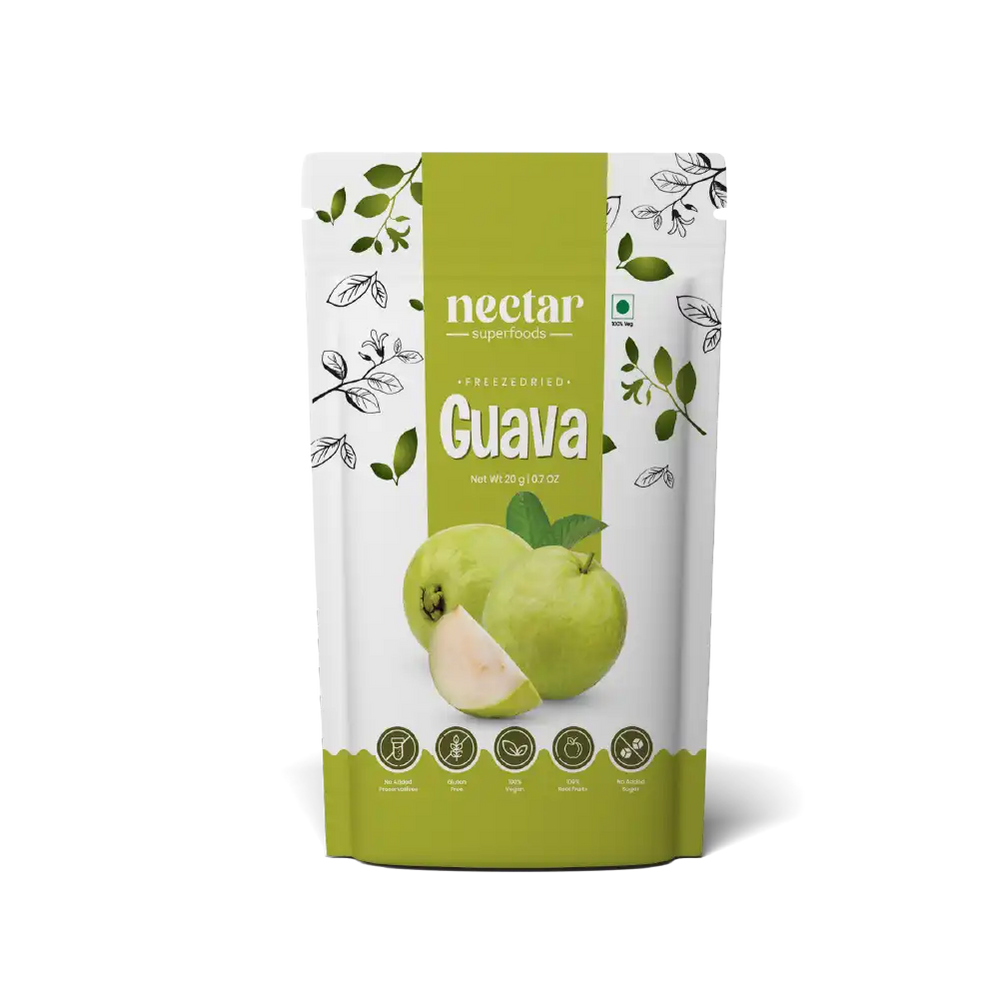 NECTAR SUPERFOODS- FREEZE DRIED GUAVA CUBES- PACK OF 2 UNITS 20 GM EACH - EarthBased