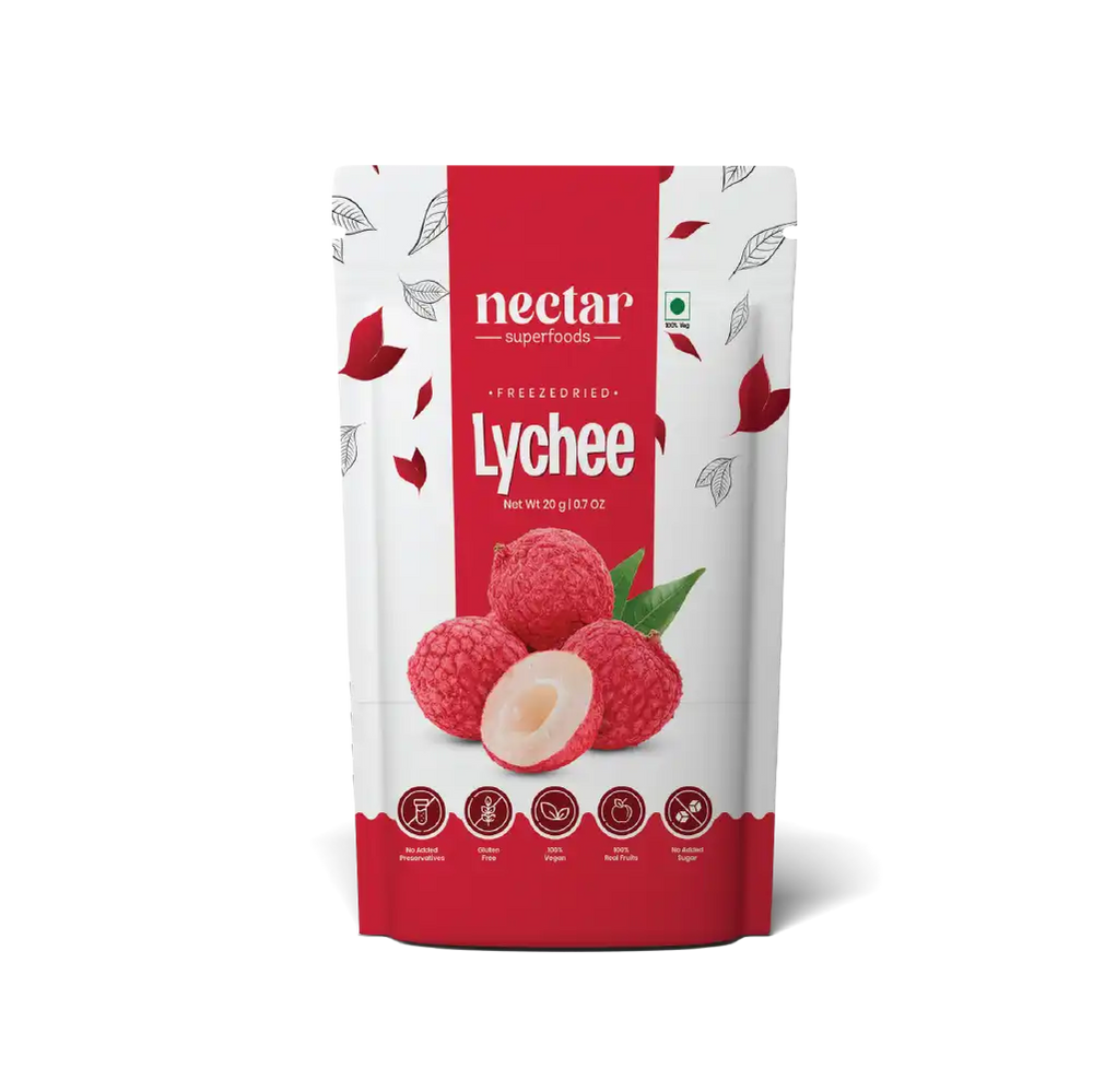 NECTAR SUPERFOODS- FREEZE DRIED LYCHEE WHOLE- PACK OF 2 UNITS 20 GM EACH - EarthBased