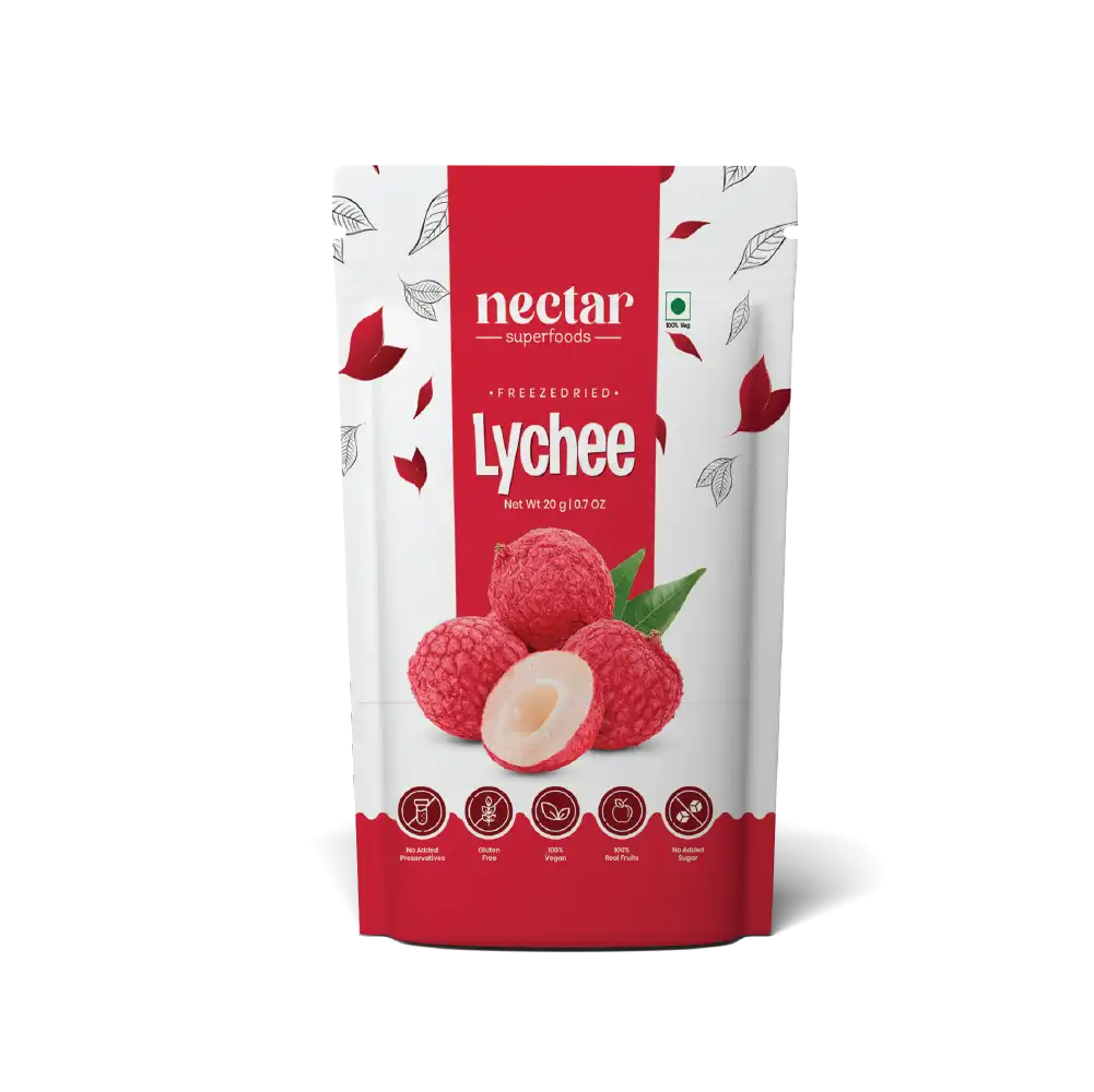 NECTAR SUPERFOODS- FREEZE DRIED LYCHEE WHOLE- PACK OF 2 UNITS 20 GM EACH - EarthBased