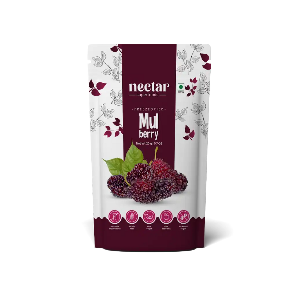 NECTAR SUPER FOODS- FREEZE DRIED MULBERRY- PACK OF 2 UNITS 20 GM EACH - EarthBased