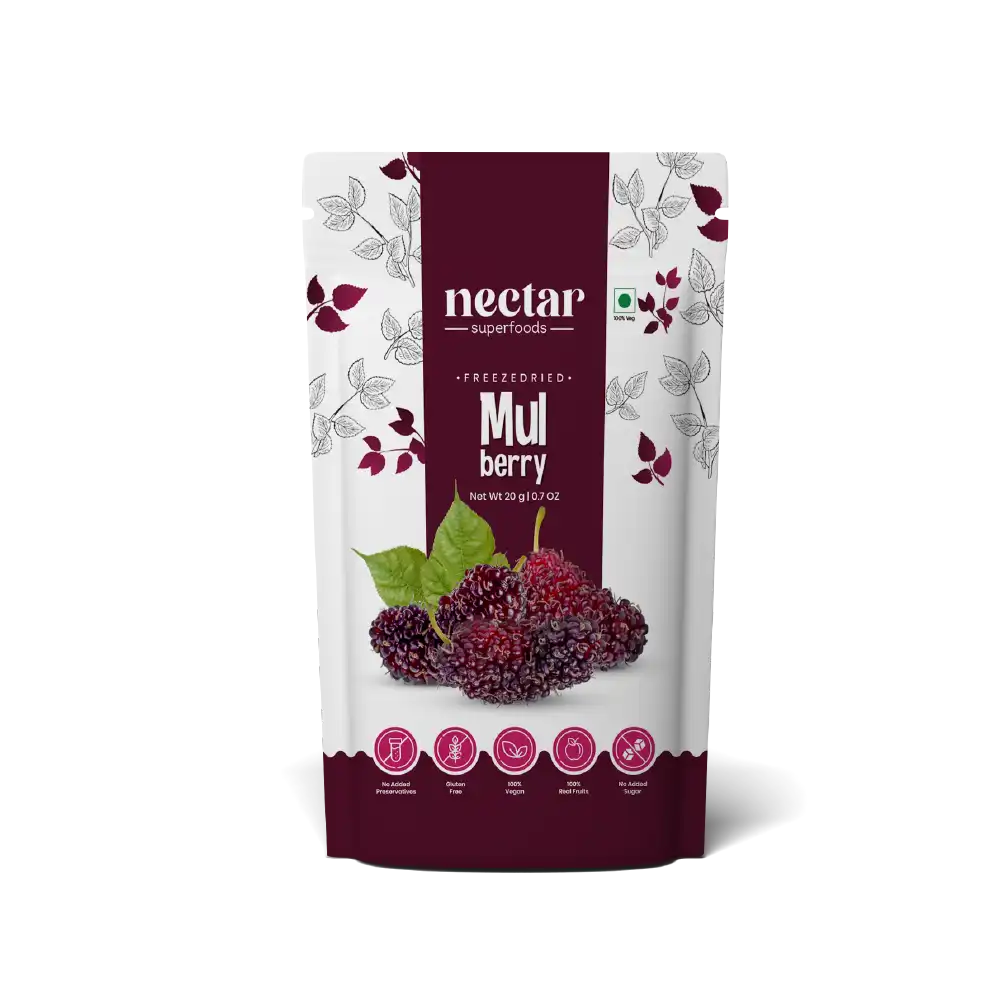NECTAR SUPER FOODS- FREEZE DRIED MULBERRY- PACK OF 2 UNITS 20 GM EACH - EarthBased