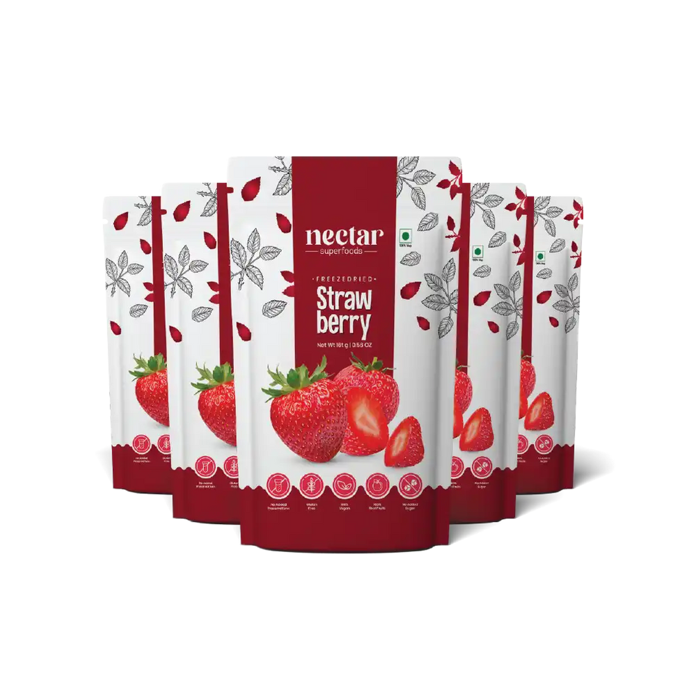 NECTAR SUPER FOODS- FREEZE DRIED STRAWBERRY SLICES - PACK OF 2 UNITS 16 GM EACH - EarthBased