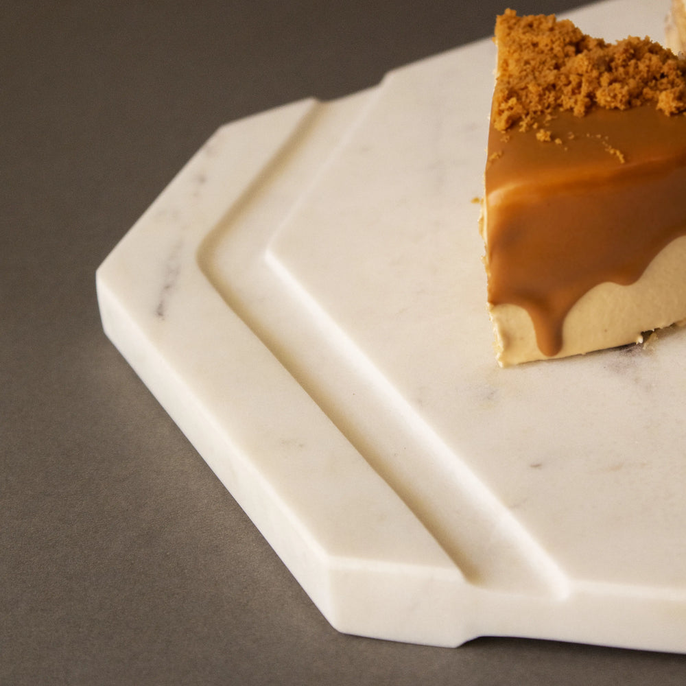 White Furrow Marble Cheese Platter - EarthBased