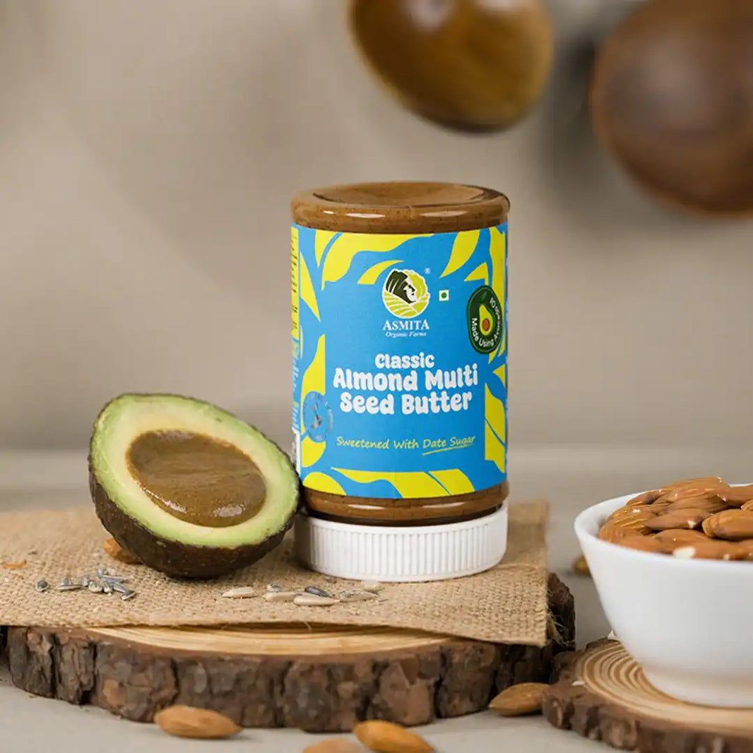 Classic Almond Multiseed Butter - 250 gm | Asmita Organic Farms - EarthBased