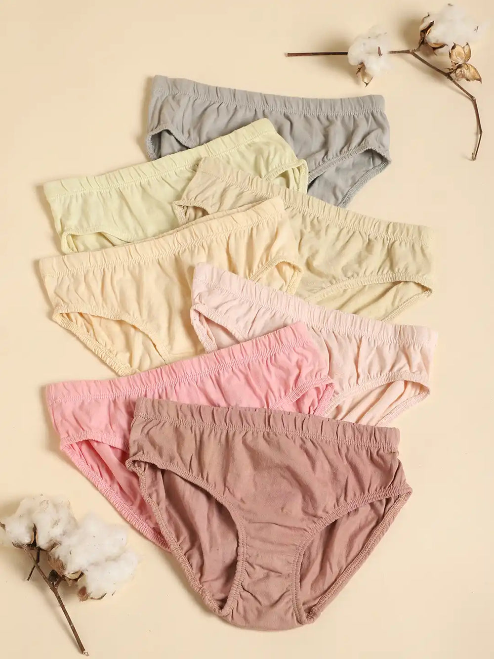 Organic Cotton & Natural Dyed Rust Cream and Turmeric Yellow Combo Underwear by Livbio - EarthBased