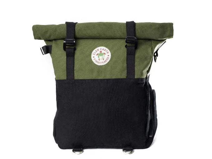 Pangolin Backpack- Olive Green & Charcoal Black | Clan Earth - EarthBased
