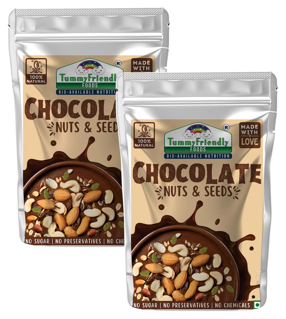 Tummy Friendly Foods Chocolate Nuts and Seeds Mix - 100g. Healthy Snacks for kids & Adults - EarthBased