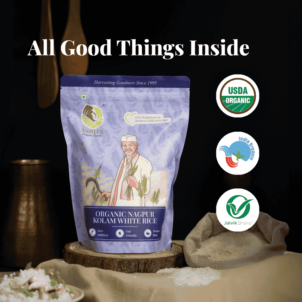 Organic Kolam White Rice - 1 kg - EarthBased