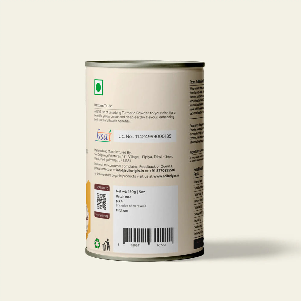 Single Origin Lakadong Turmeric Powder - EarthBased