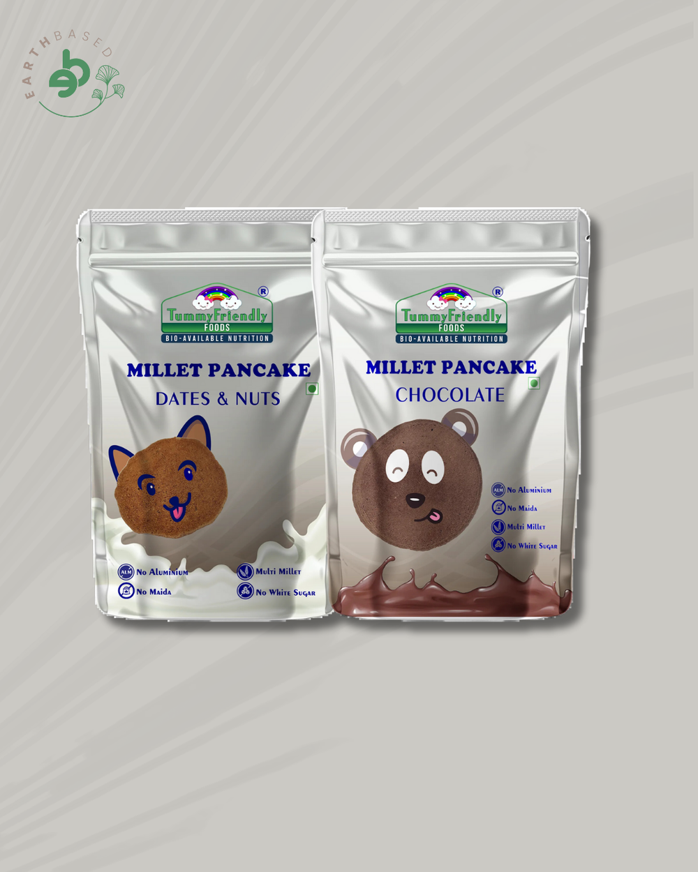 TummyFriendly Foods Millet Pancake Mix - Chocolate, Dates, Nuts. HealthyBreakfast. 2 Packs 150g Each Cocoa Powder (2 x 150 g) - EarthBased