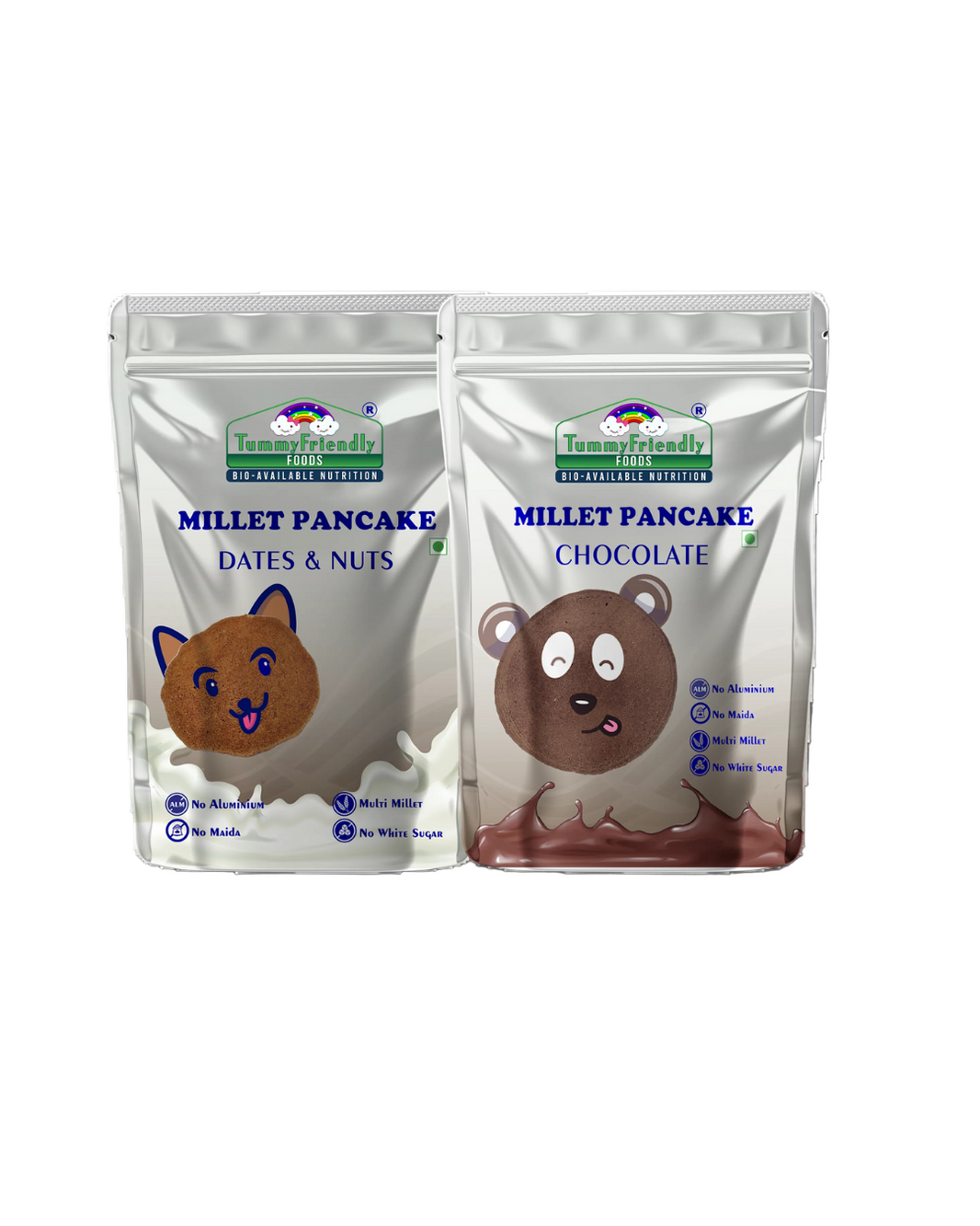 TummyFriendly Foods Millet Pancake Mix - Chocolate, Dates, Nuts. HealthyBreakfast. 2 Packs 150g Each Cocoa Powder (2 x 150 g) - EarthBased