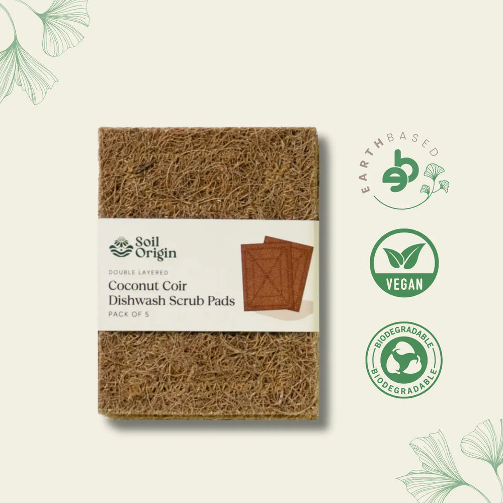 Coconut Coil Scrubber - Set of 5 | Pack of 2 | Soil Origin - EarthBased
