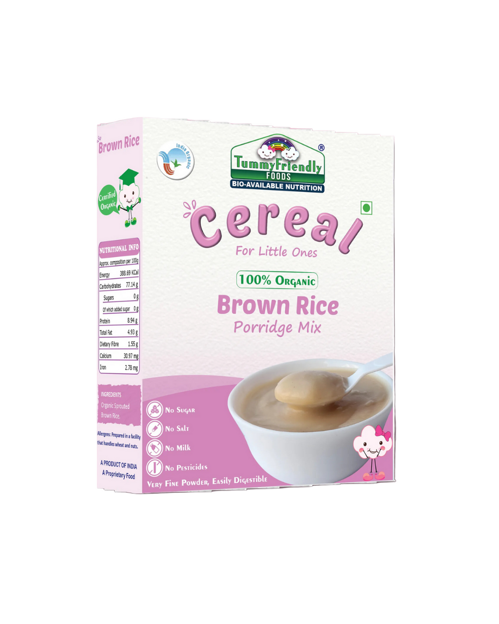 TummyFriendly Foods Certified 100% Organic Sprouted Brown Rice Porridge Mix 200g (200 g, 6+ Months) - EarthBased