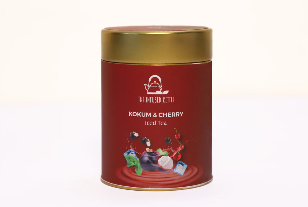 The Infused Kettle Premium Kokum & Cherry Iced Tea, Loose Black Tea Leaves Infused with Kokum, Cherry, Black Pepper & Mint, Low Caffeine Chai - EarthBased