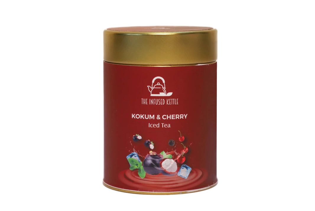 The Infused Kettle Premium Kokum & Cherry Iced Tea, Loose Black Tea Leaves Infused with Kokum, Cherry, Black Pepper & Mint, Low Caffeine Chai - EarthBased