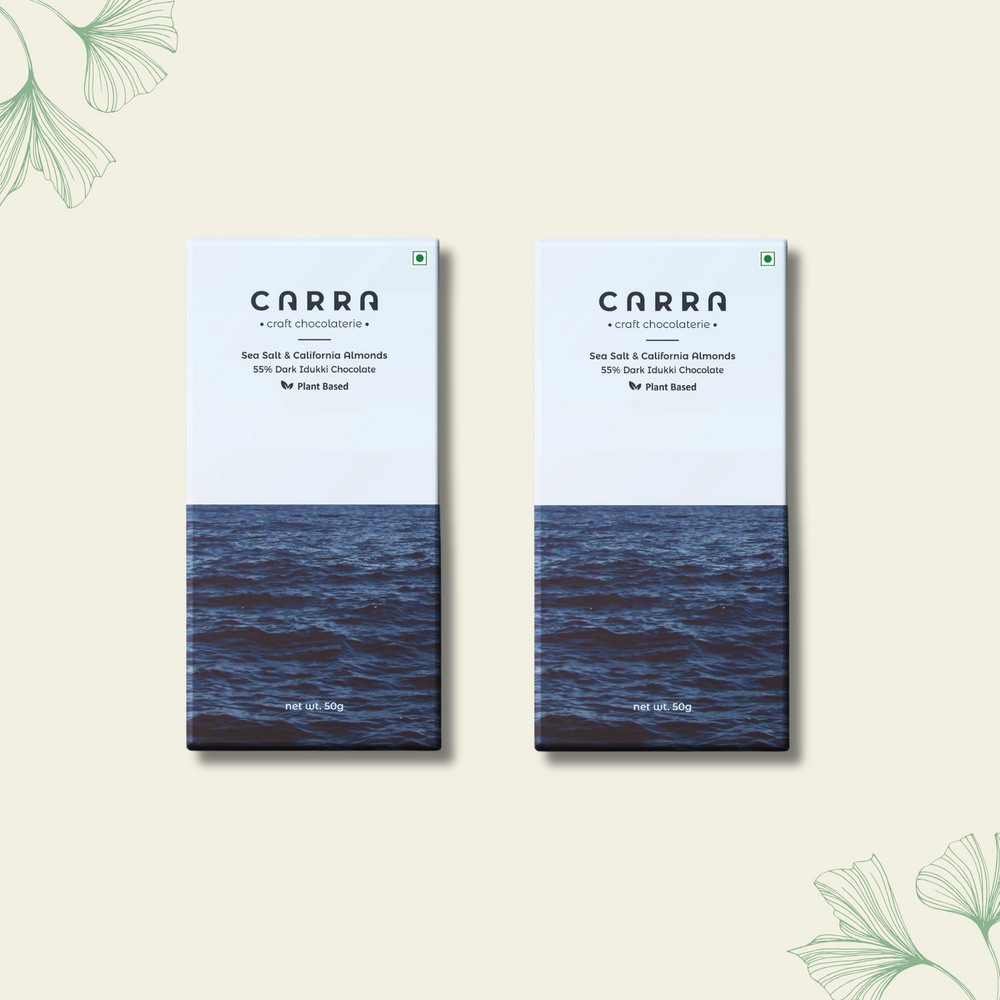 CARRA Sea Salt & California Almonds in 55% Dark Chocolate 50G - EarthBased