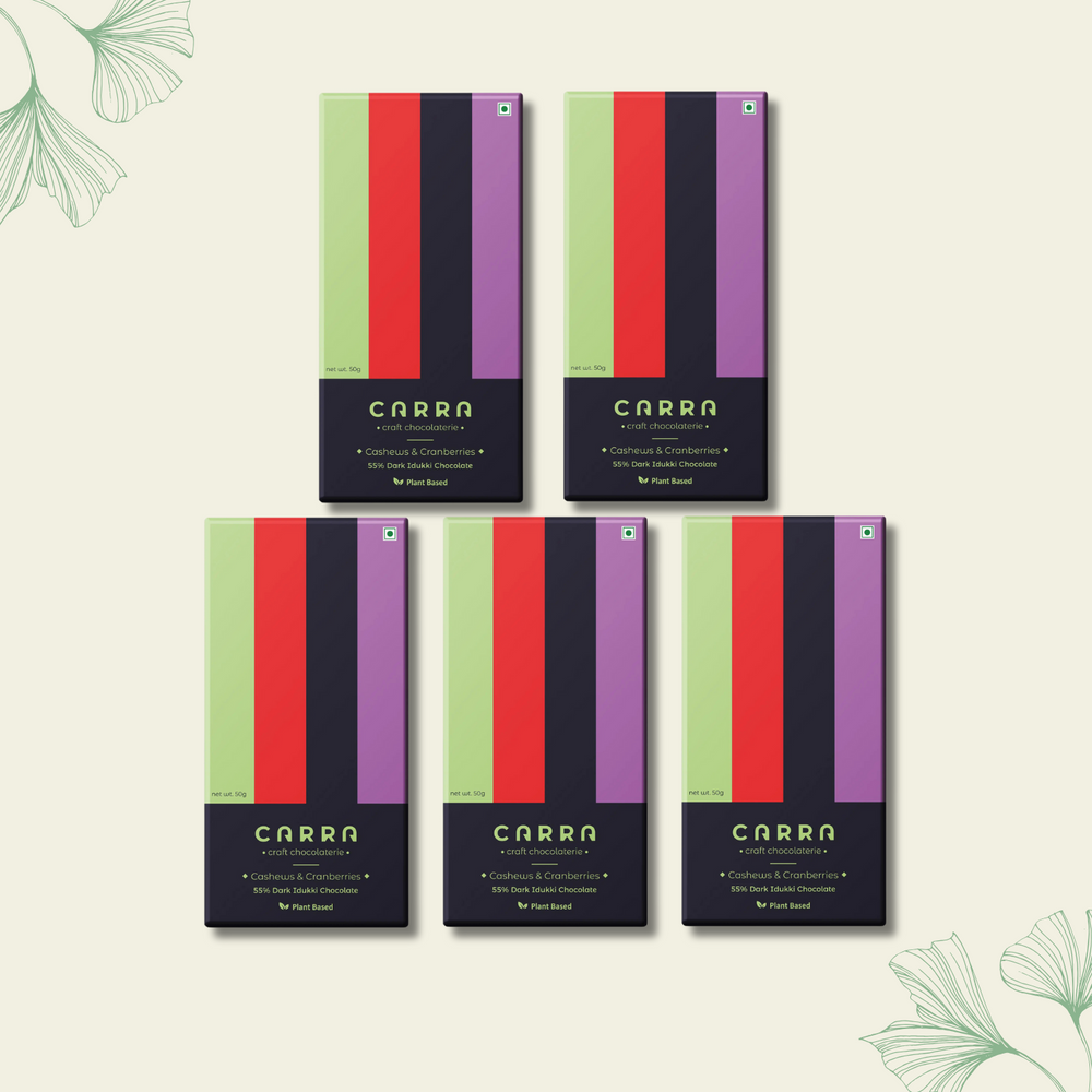 CARRA Cashews & Cranberries in 55% Dark Chocolate 50G - EarthBased