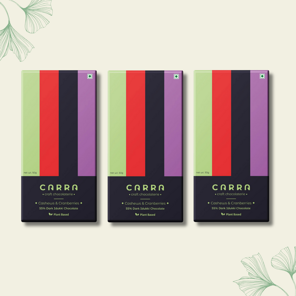CARRA Cashews & Cranberries in 55% Dark Chocolate 50G - EarthBased
