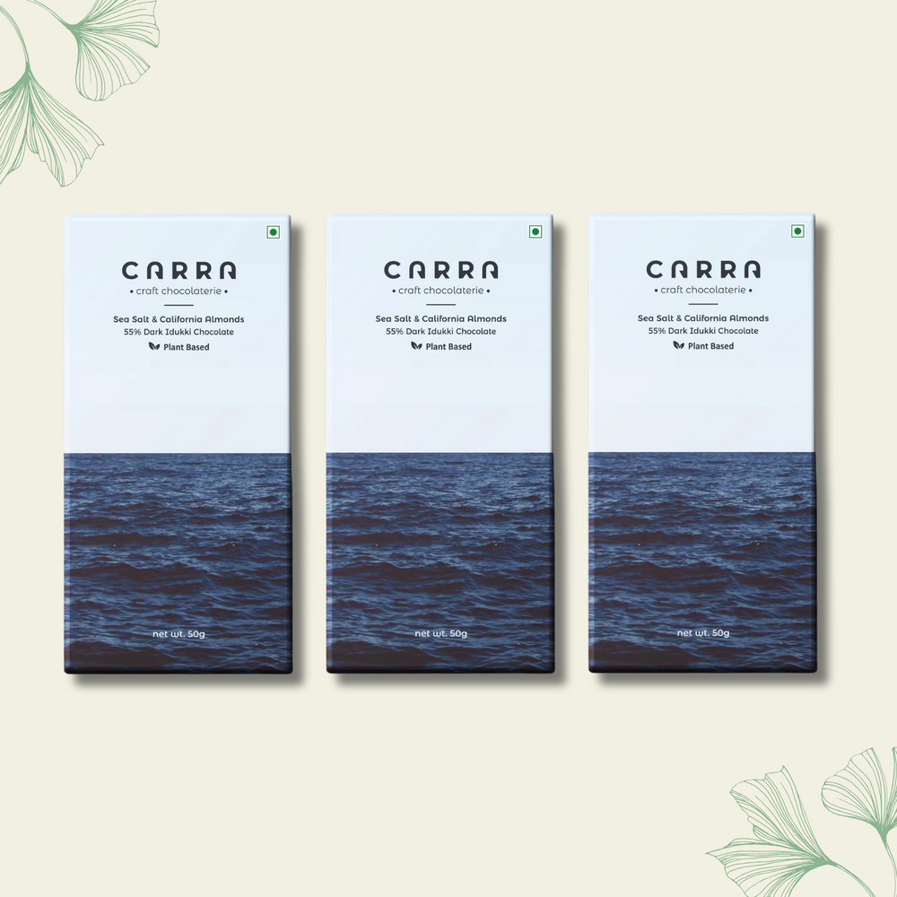 CARRA Sea Salt & California Almonds in 55% Dark Chocolate 50G - EarthBased