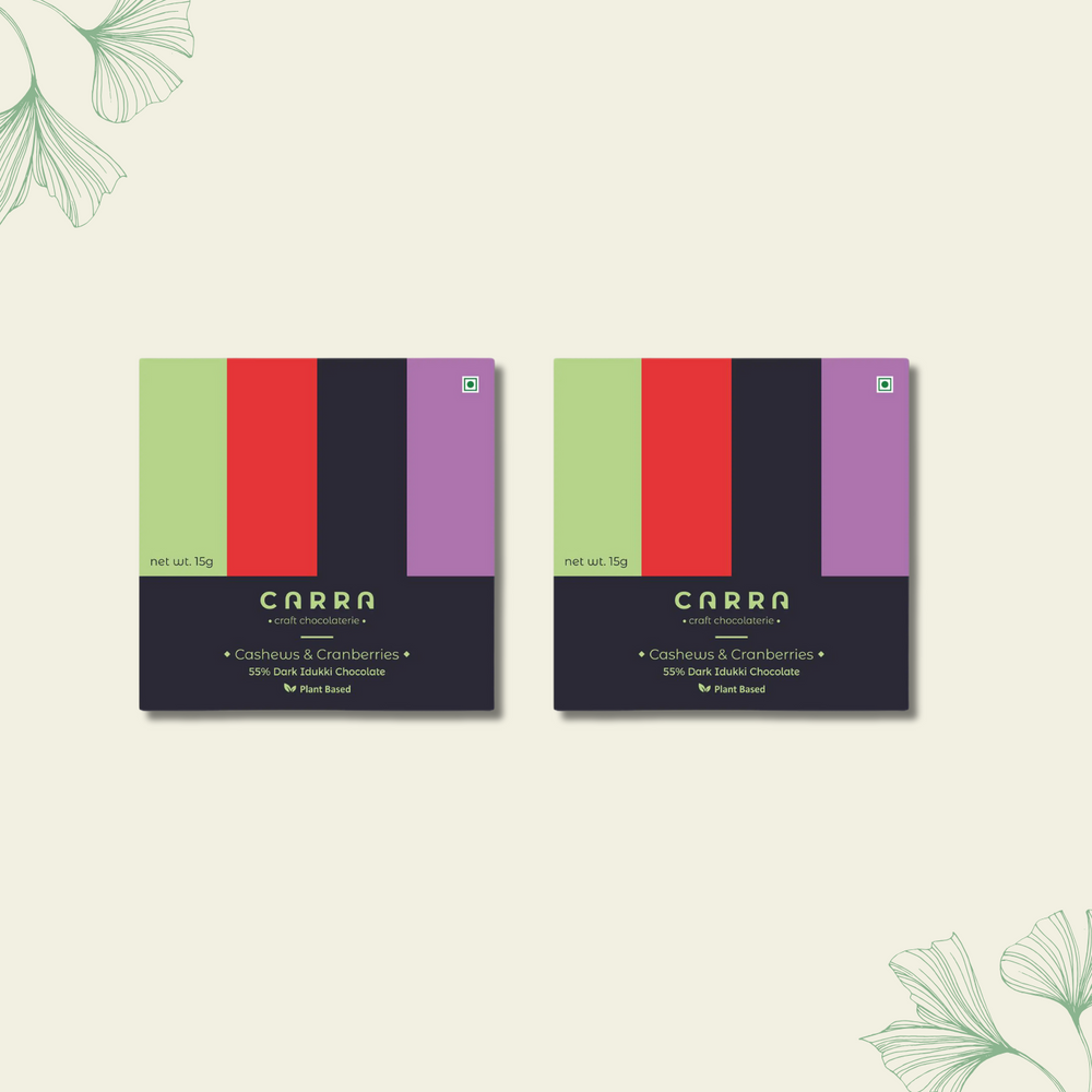CARRA Cashews & Cranberries in 55% Dark Chocolate 15G - EarthBased