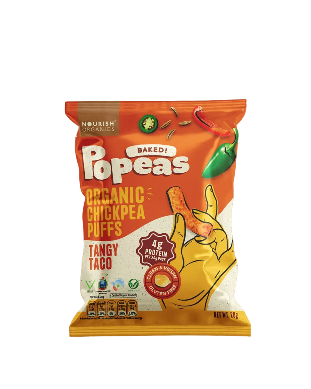Nourish Organics Chickpea Puffs | TANGY TACO (Pack x4) - EarthBased