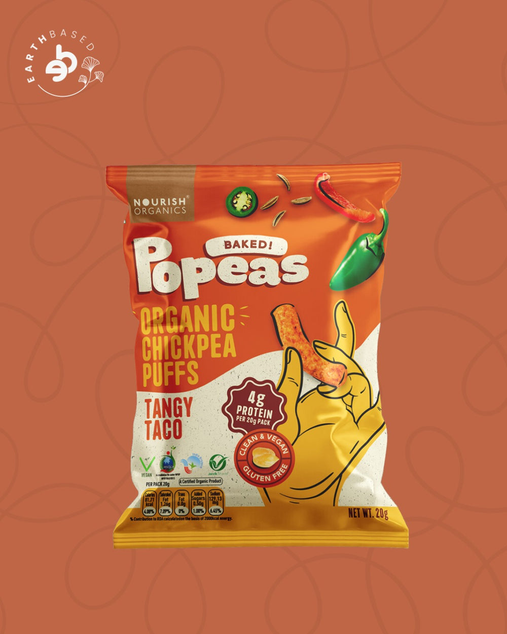 Nourish Organics Chickpea Puffs | TANGY TACO (Pack x4) - EarthBased