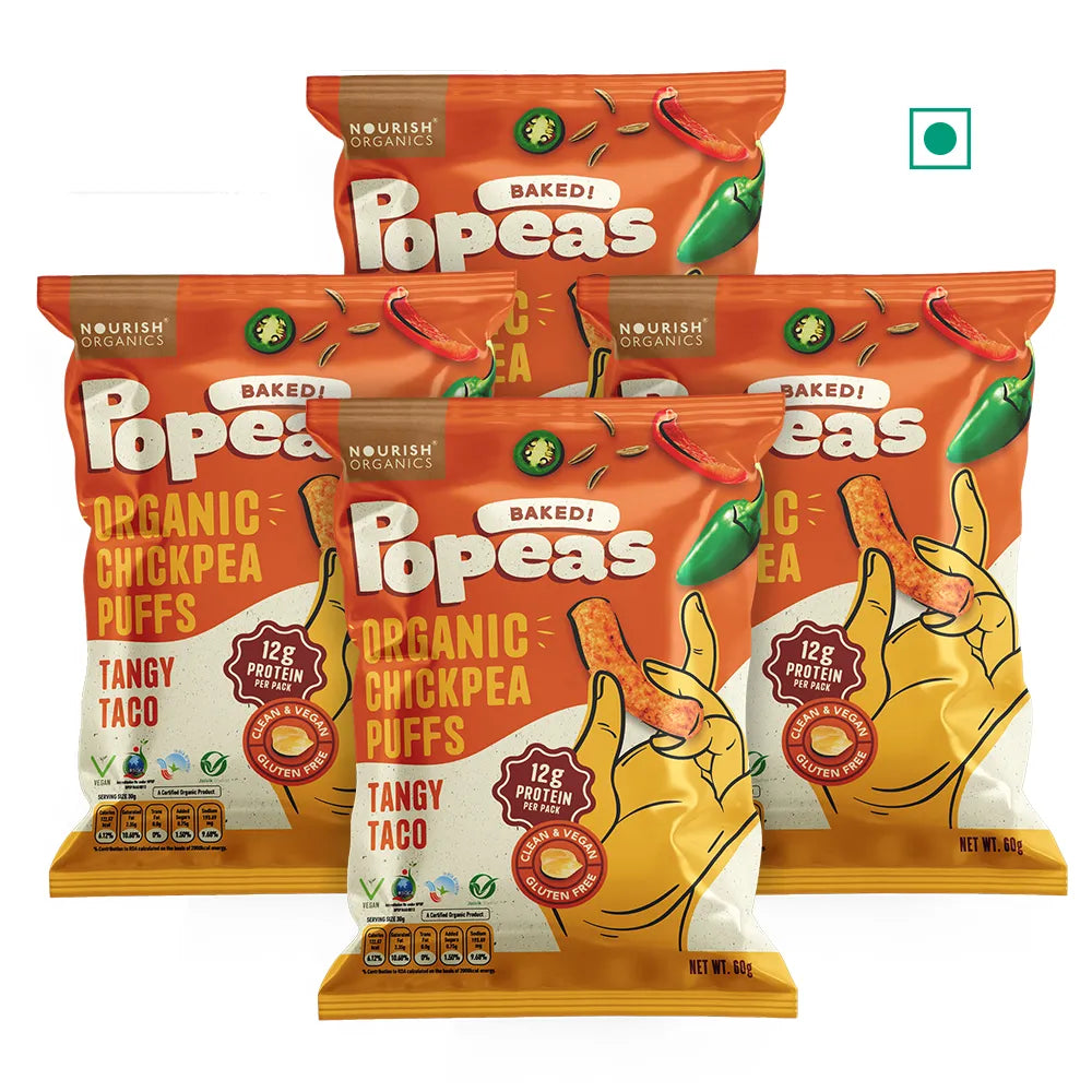 Nourish Organics Chickpea Puffs | TANGY TACO (Pack x4) - EarthBased