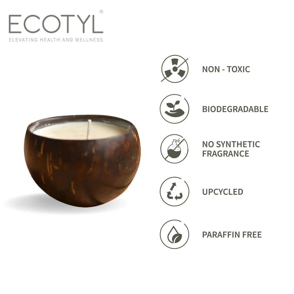 Coconut Shell Candle - Patchouli & Rosewood | Ecotyl - EarthBased