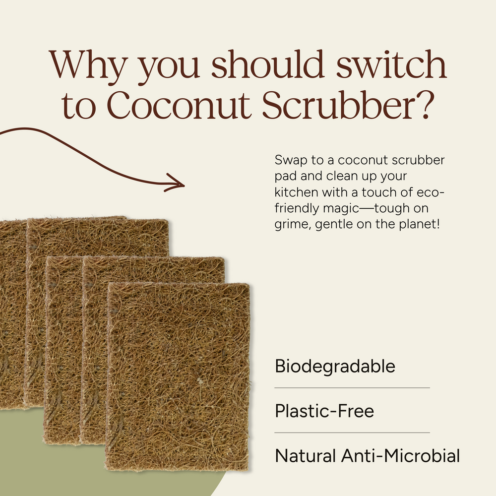 Coconut Coil Scrubber - Set of 5 | Pack of 2 | Soil Origin - EarthBased