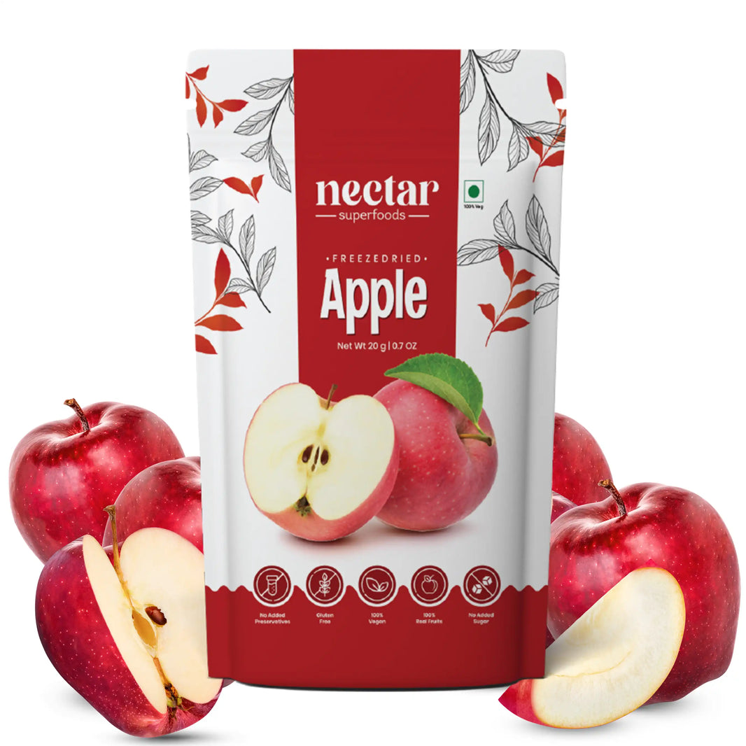 NECTAR SUPER FOODS- FREEZE DRIED APPLE CUBES- PACK OF 2 UNITS 20 GM EACH - EarthBased