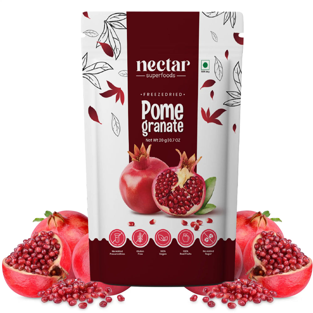 NECTAR SUPERFOODS- FREEZE DRIED POMEGRANATE WHOLE- PACK OF 2 UNITS 20 GM EACH - EarthBased