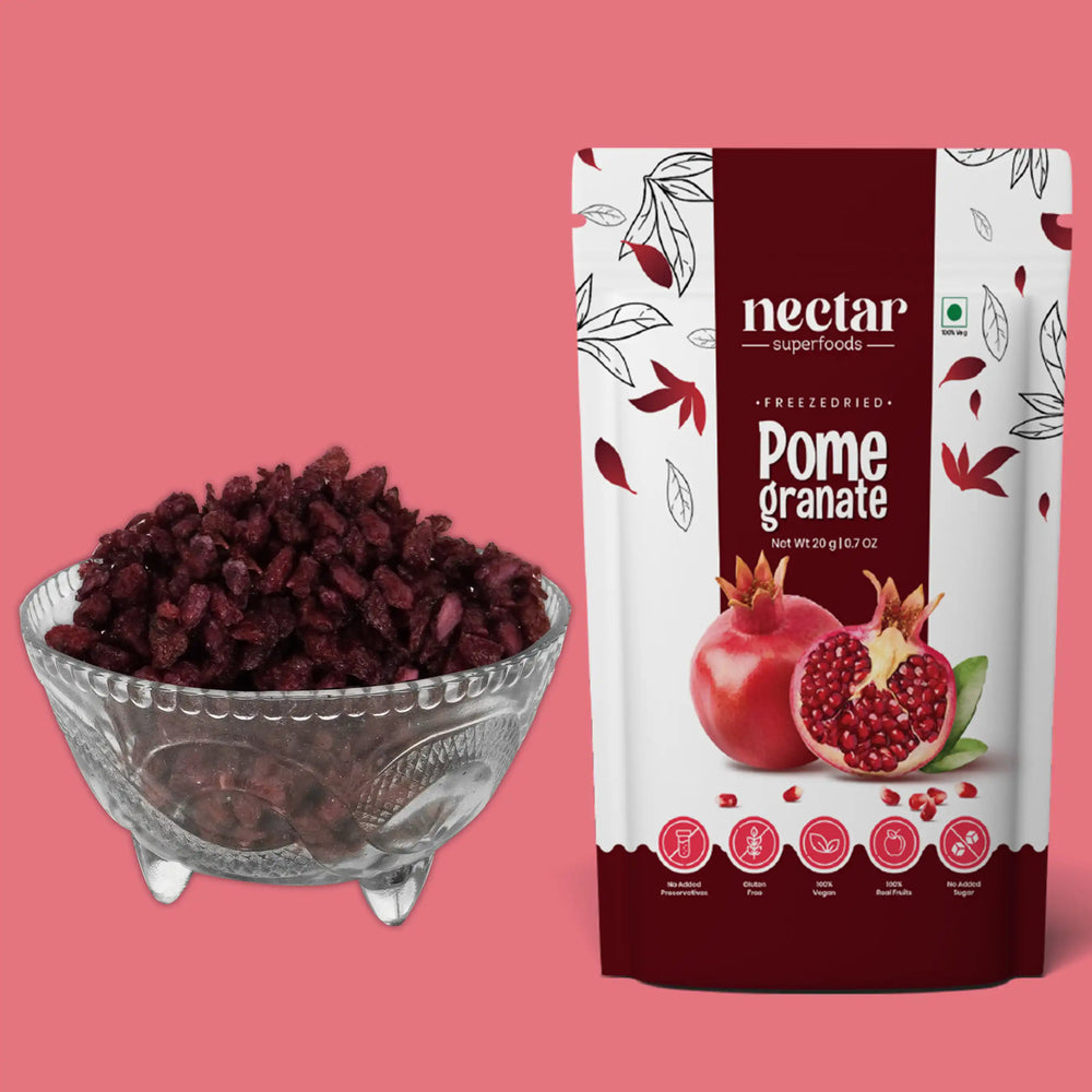 NECTAR SUPERFOODS- FREEZE DRIED POMEGRANATE WHOLE- PACK OF 2 UNITS 20 GM EACH - EarthBased