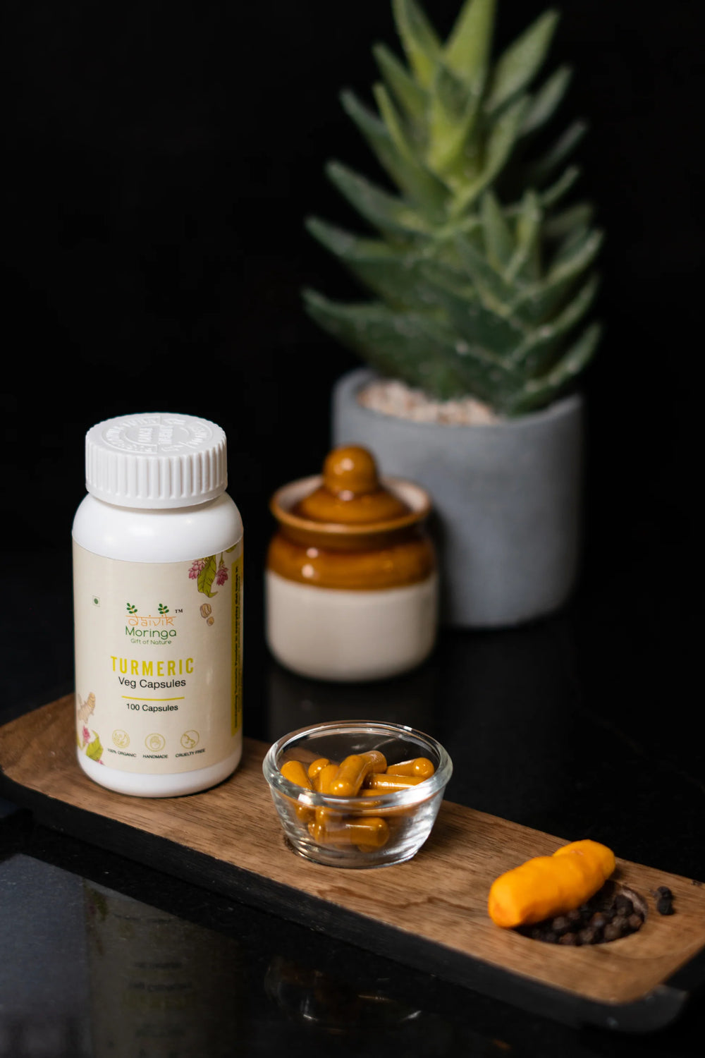 Daivik Moringa Turmeric Veg Capsules | 100% Natural | Immunity Booster, AntiInflammatory, Antioxidant | 100 Caps Each - EarthBased