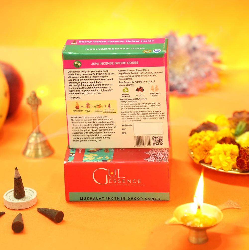 Juhi Dhoop Cones | Made from Temple Flower | Gulessence - EarthBased