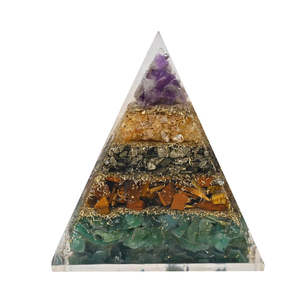 Natural Multi-Stone Money Magnet Pyramid for Wealth & Prosperity - EarthBased
