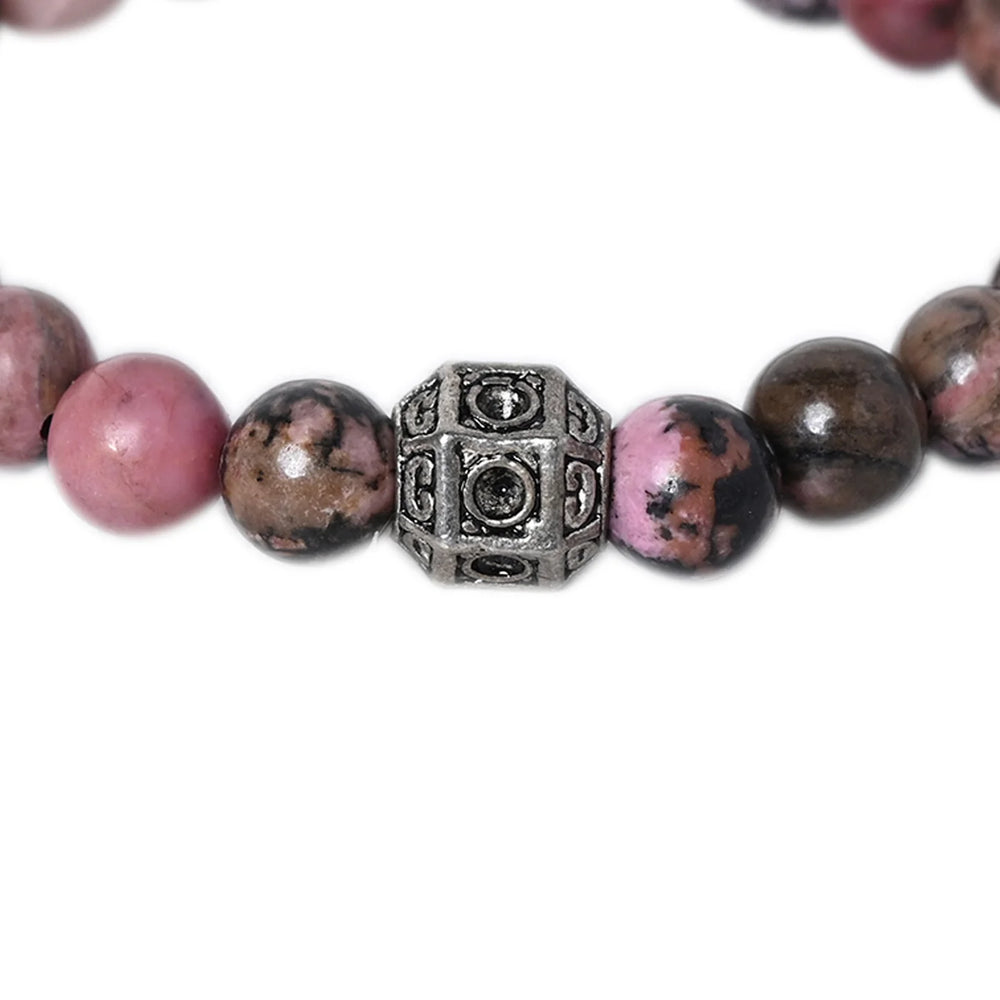 Gemstone Healing Bracelet Rhodonite helps in achieve goal ang good during time of transformation, it bring sympathy and empathy towards other - EarthBased