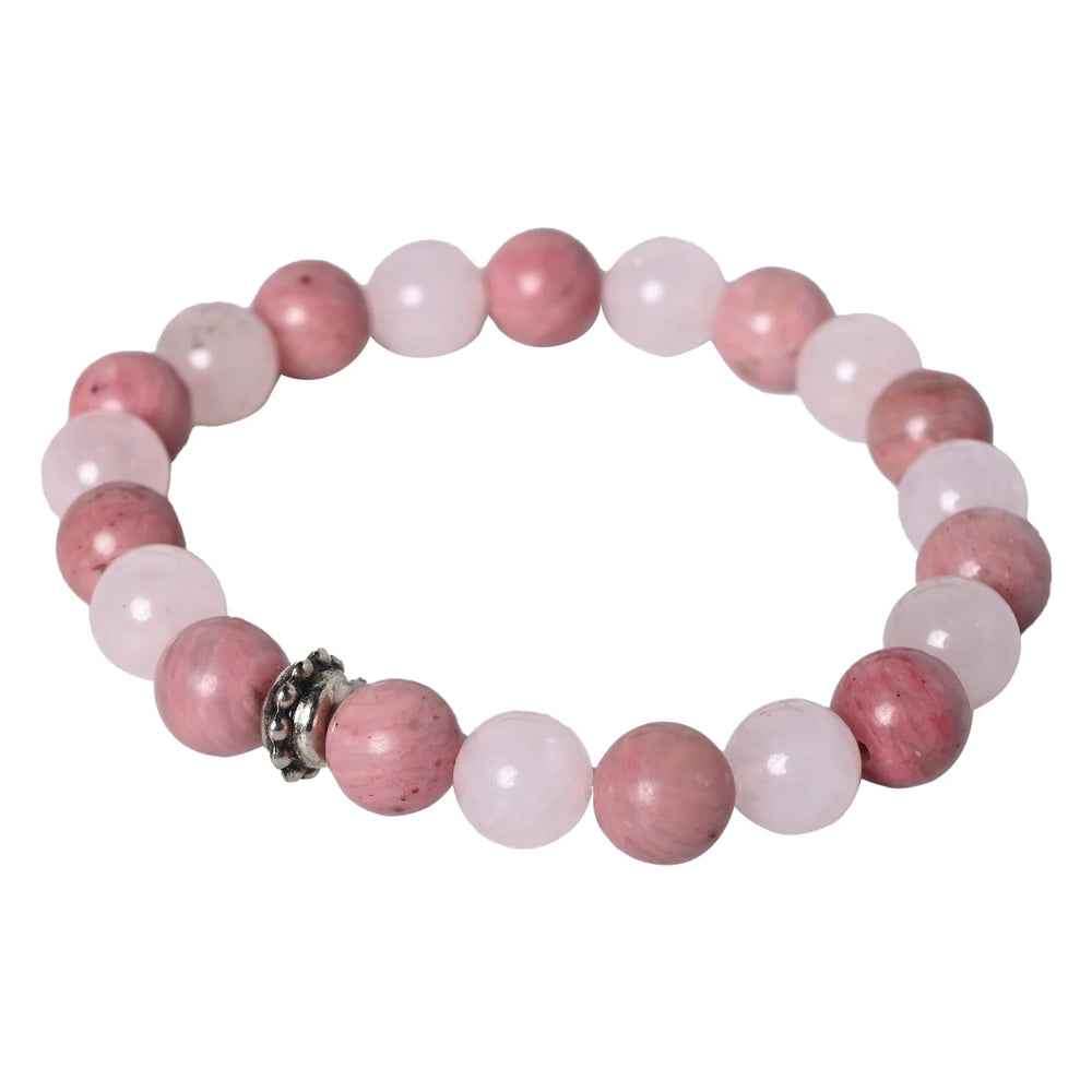 Healing gemstone bracelet Rose Quartz and Rhodonite - EarthBased