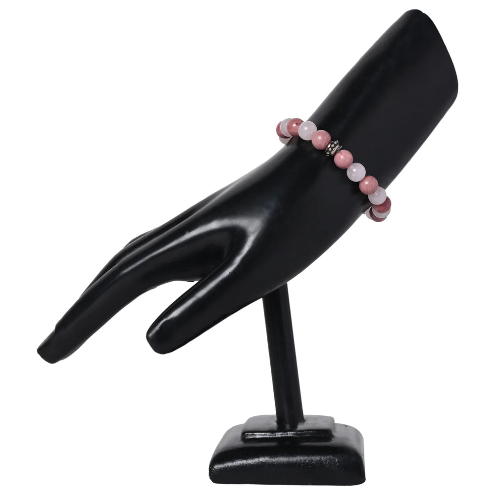 Healing gemstone bracelet Rose Quartz and Rhodonite - EarthBased