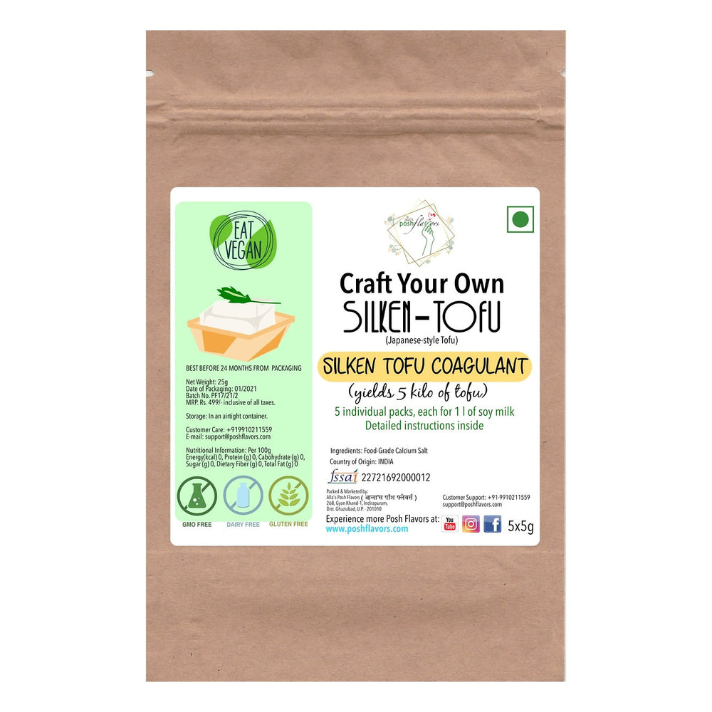 Silken Tofu Coagulant | Make 5kg Silken-Tofu at Home | Easy-to-Use Instructions Included by Posh Flavors - EarthBased