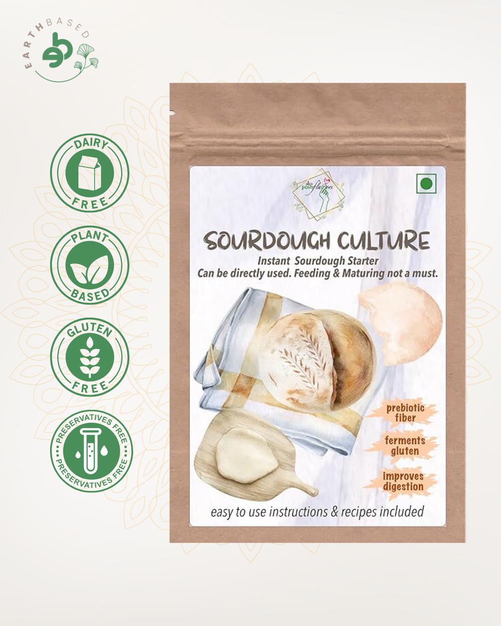 Sourdough Starter Culture | Active | Instant | Aromatic | All-Natural | Easy-to-Use Instructions Included | Posh Flavors - EarthBased