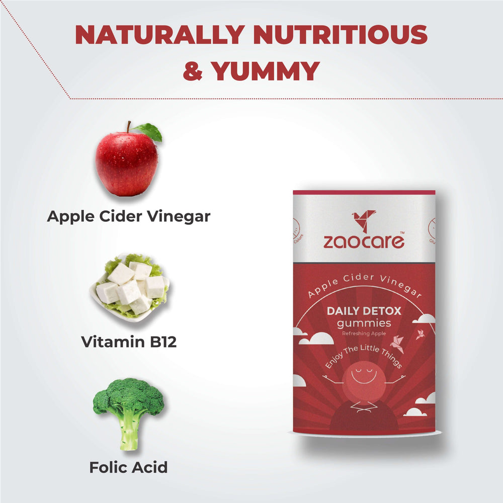 Zaocare Daily Detox Gummies For Fat Loss & Digestion | With Apple Cider Vinegar|100% Vegan - EarthBased