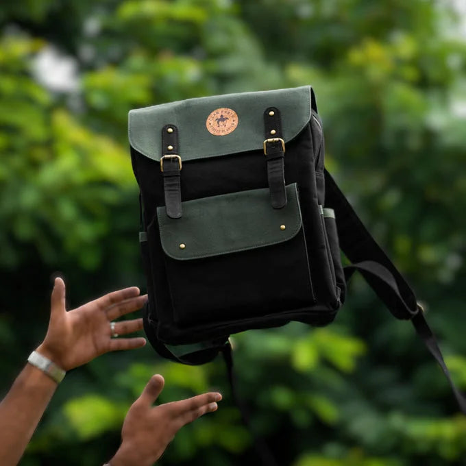 Dugong Backpack - Olive Green & Charcoal Black | Clan Earth - EarthBased