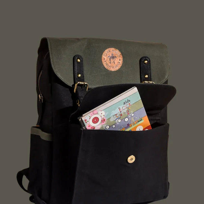 Dugong Backpack - Olive Green & Charcoal Black | Clan Earth - EarthBased