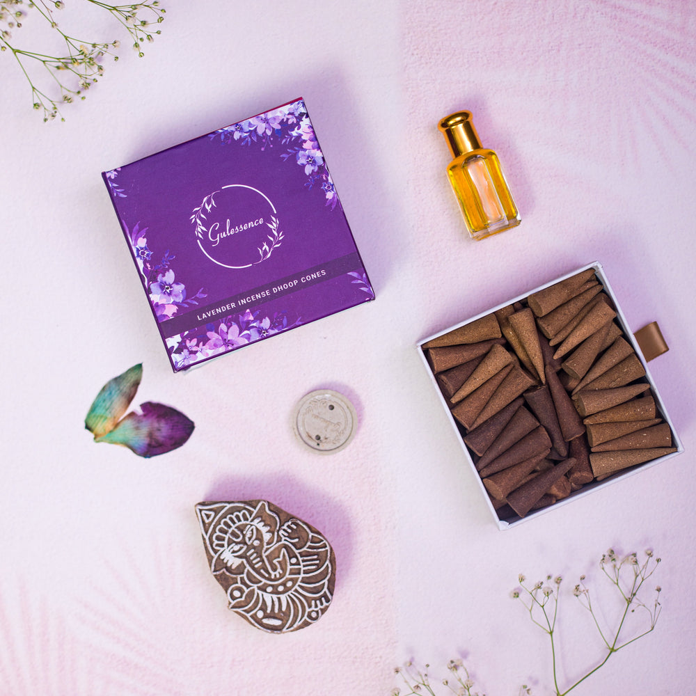 Rose & Lavender Dhoop cones - Made from Temple Flower | Combo Boxes | Gulessence - Gulessence
