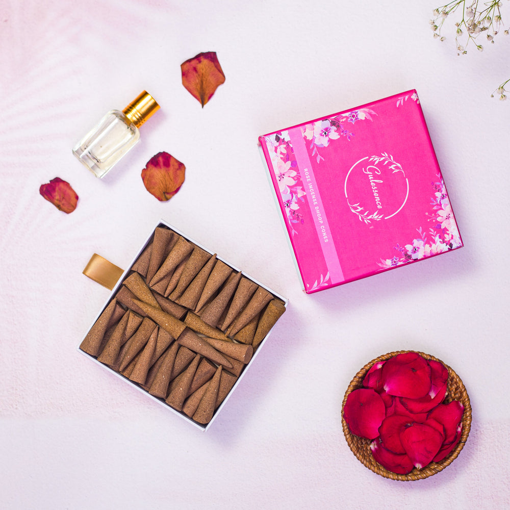 Rose & Lavender Dhoop cones - Made from Temple Flower | Combo Boxes | Gulessence - Gulessence