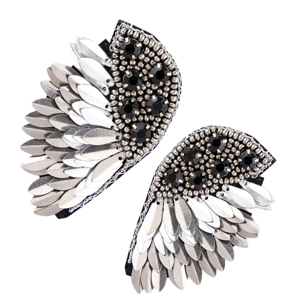 Elegant Angel Wing Earrings – Sterling Silver with Cluster Earrings/Hand Beaded - EarthBased